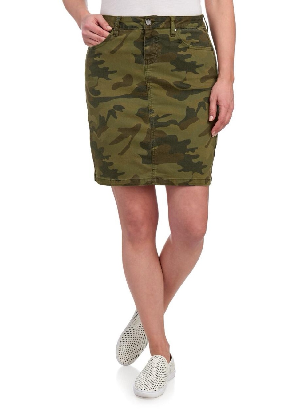 Camo Pencil Skirt - Olive Green
